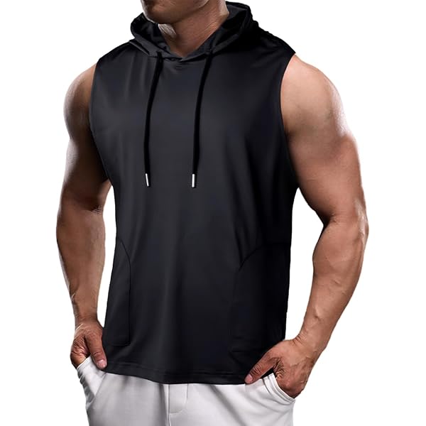 STTLZMC - Débardeur à Capuche Sans Manches Pour Homme - Fitness, Running, Casual - Coupe Régulière