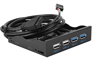 Wendry 3.5-inch USB Front Panel, Multi-Function 19PIN/9 Pin High Speed USB3.0+USB2.0 4-Port Floppy Drive Front Panel for Desktop