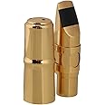 Yibuy #6 Golden Brass B-flat Soprano Saxophone Mouthpiece with Ligature Reed