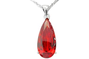 RIZILIA TEARDROP Necklace Pendant with 18" Chain & Pear Cut Gemstones CZ in 18K White Gold Plated, Simple Modern Elegance