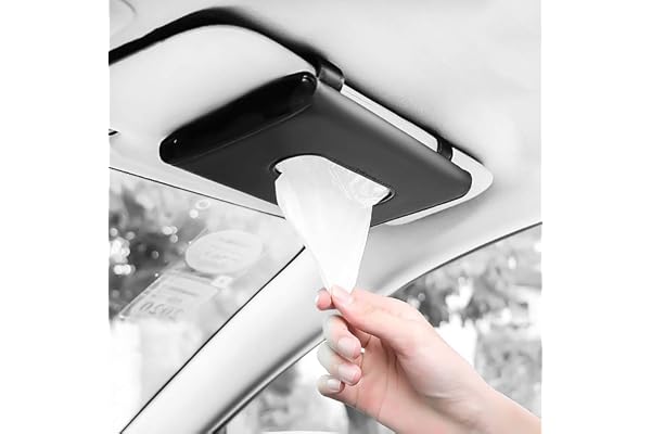 HSR Car Tissue Holder, Sun Visor Tissue Holder, Car Visor Tissue Holder, PU Leather Backseat Tissue Case for Car/Truck (Black Plain)