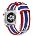 Produktbild MoKo Apple Watch Series 4/3 / 2/1 42mm 44mm Armband, Nylon Strick Replacement Uhrenarmband Sportarmband Band Erstatzband mit Schließe für Apple Watch Nike+ 42mm 44mm, Rot/Weiß/Blau