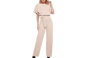 NaLatia Damen Elegant Jumpsuit Overall Hosenanzug Playsuit Romper Festlich Sommer O-Ausschnitt
