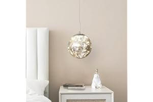 KAUCQI Lámpara de Colgante Lampara Araña de Cristal, 5W 110CM Araña Gypsophila Redonda, Longitud Ajustable Suspenso, Lámparas de Techo Modernas Para Villas, Escaleras Salon de Est