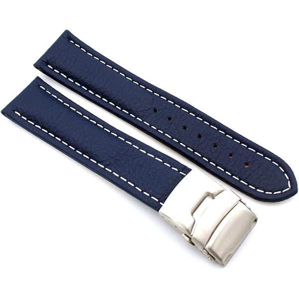 Uhrenarmband Aus Kalbsleder | 20 Mm Breite | Schwarz Mit Roter Naht | 3-Loch-Prägung