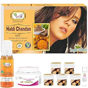Sibley Beauty Haldi Chandan Anti Ageing Facial Kit (155 gm + 10 ml) - Papaya Face Wash (1 x 100 ml) - Haldi Chandan Skin Cream (1 x 50 gm) - for men women boys Girls normal oily dry combination skin