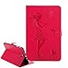 Produktbild Samsung Galaxy Tab E 9.6 Hülle,Hülle für Samsung Galaxy Tab E 9.6 Rot,Schutzhülle für Samsung Galaxy Tab E 9.6 Leder Brieftasche,Leweiany Elegant Luxus Mädchen und Katze Prägung Muster Ultra Dünn Folio PU Leder Flip Wallet Cover Case Slim Kunstleder Klapphülle Brieftasche Lederhülle Premium Folio Bookstyle Ledertasche Stoßfest mit Standfunktion Kreditkartenfächer Leder Tasche Hülle Etui Schutzhülle Ständer Smart Cover Case für Samsung Galaxy Tab E 9.6 T560
