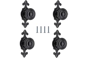 NIRU KSTEU Manijas del Gabinete,4 Pz Perillas de Armario Tirador para Mueble con Tornillo Tirador Vintage Country para Armarios o Puertas, Negro Mate 74mm