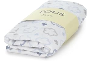 TOUS BABY - Muselina con Estampado de Flores y Osos para tu bebé. (0 a 36 Meses) (Celeste)