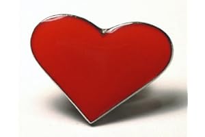 MAINLY METAL Broche en métal émaillé Motif coeur rouge amour Love