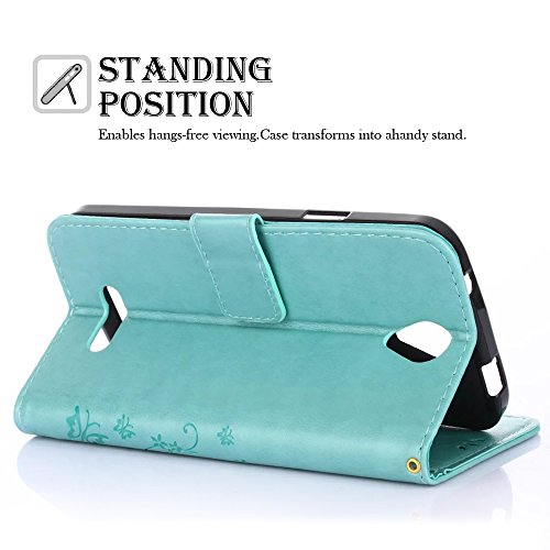 Doogee X6 / X6 Pro Hülle, SpiritSun Ledertasche Schutzhülle für Doogee X6 / X6 Pro Folio PU Leder Tasche Case Cover Bookstyle mit Standfunktion und Kredit Kartenfächer mit Staubstecker und Stylus Pen (Schmetterling und Blume, Grün) - 5