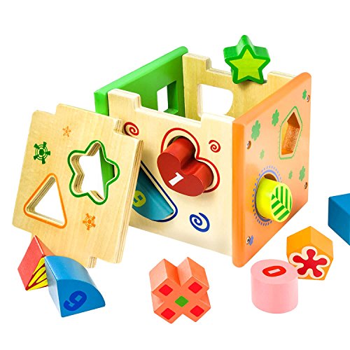 BATTOP Kids Wooden Shape Sorter Toy