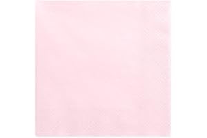 PartyDeco Serwetki Gładkie Trójwarstwowe w Kolorze Pudrowego Różu- Dekoracyjne Serwetki Dekoracja Stołu Naczynia Jednorazowe Ręczniki Papierowe Chusteczki Dekoracja na Urodziny Wieczór Panieński