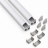 2'li Set K&ouml;şe LED Profil Kanal 18x18mm Al&uuml;minyum 1 Metre Sıva &Uuml;st&uuml; Eloksallı Şerit LED Kanalı Opak Kapaklı Tutuculu