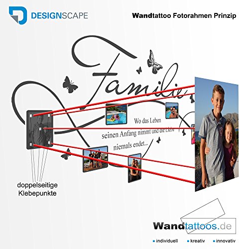 DESIGNSCAPE® Wandtattoo Bilderrahmen Familie mit 6 Fotorahmen 90 x 46 cm (Breite x Höhe) schwarz DW807140-S-F4 - 7