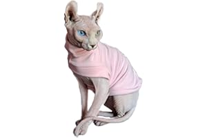 PAVEL KORCHAGIN Hairless Cats Winter Clothes Sweatshirt Sweater,Stretch Dralon Fleece Cold Weather Pullover,Breathable Warm Cat Wear Vest for Sphynx Cat, Devin, Konnis, Peterbald Pink L