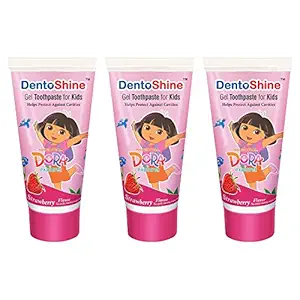 DentoShine Gel Toothpaste for Kids (Strawberry (DORA), Pack of 3 (80 g each))