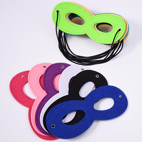 Blulu 16 Stück Superhero Masken Filz Masken Masken Aaugenmaske Halbmasken Party Masken mit Elastischen Seil für Party - 5