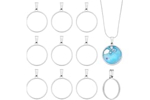 UNICRAFTALE 10Pcs 25mm Pendentif Cadre Creux Rond Moule Cadres Resine Epoxy Bijoux Pendentifs Lunette Ouverte Cadres Resine Acier Inoxydable Breloques pour Colliers Boucles D'Oreille Creation Bijoux