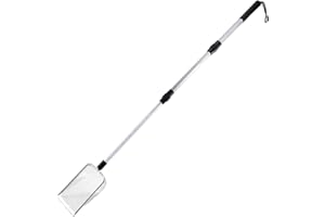 HEMORE Chicken Poop Scooper, Stainless Steel Fine Mesh Chicken Coop Scooper with 22-42in Stretchable Long Handle, No Bending Litter Sifter, Dog Cat Litter Scoop