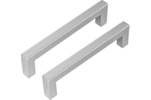 Goldenwarm 10 Stücke Möbelgriff Stangengriff Edelstahl Gebürstet Schrankgriffe Schubladengriffe Küchenschrank Rohrbreite 12mmx12mm Bohrlochabstand 128mm Gesamtlänge 140mm