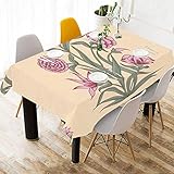 ropa de mesa rectangular Tamaño en 60 "(L) x 84" (W). Wietops Clavel Regalo Flor Rosa Personalizado Algodón Lino Impreso Cuadrado Resistente a Las Manchas Ropa de Mesa Mantel tapete para Cocina Hogar Comedor Decoración de Mesa 60 x 84 Pulgadas