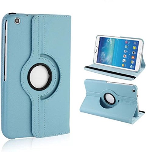 Samsung Galaxy Tab 3 8.0 Case – Hellblau PU Leder Schutz Hülle 360° drehbar Case für Samsung Galaxy Tab 3 8.0 Zoll SM-T310 Lederhülle Tasche Flip Cover Etui Grün Schutzhülle mit Schwenkbar flexiblem Ständer + Displayschutzfolien und Stylus - 2