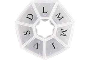 EUROXANTY Pilulier semainier | Boîte à pilules hebdomadaire | Grands compartiments | Heptagone | Transparent