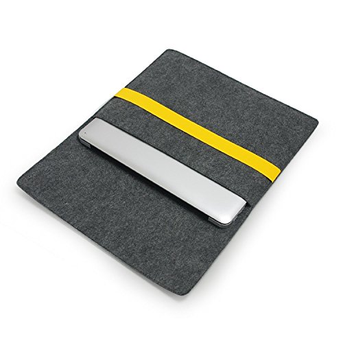 Lavievert Filz Laptoptasche , Handgefertigte Schutzhülle mit Gelbem Elastischem Band für 15 Zoll MacBook Pro / Pro Retina (15 Zoll, Gelb) - 3