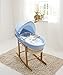 Beary Nice Blue Palm Moses Basket & Deluxe Natural Rocking Stand