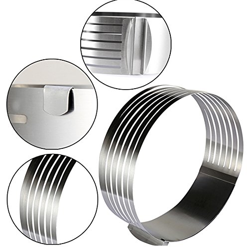 ONEDONE Tortenboden-Schneidhilfe Einstellbar Edelstahl Tortenring Mousse Ring Kuchen Backform Schneide Schicht Form Kuchenschneider Slicer (9-11inch) - 4
