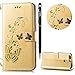 Produktbild Huawei Honor V9 Handyhülle,Honor V9 Hülle,WIWJ PU Cover Case Leder Flip Wallet Schutzhülle [Heißprägen Prägung Schmetterlinge Ledertasche]Hülle für Huawei Honor V9/Honor 8 Pro-Golden