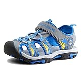 Innenmaterial: Synthetik Aimee Sommer Strand Geschlossene Sandalen Klettverschluss Outdoor Wanderschuhe Ultraleicht Breathable Schuhe Flach Jungen Mädchen Kinder(EU 26,Grau)