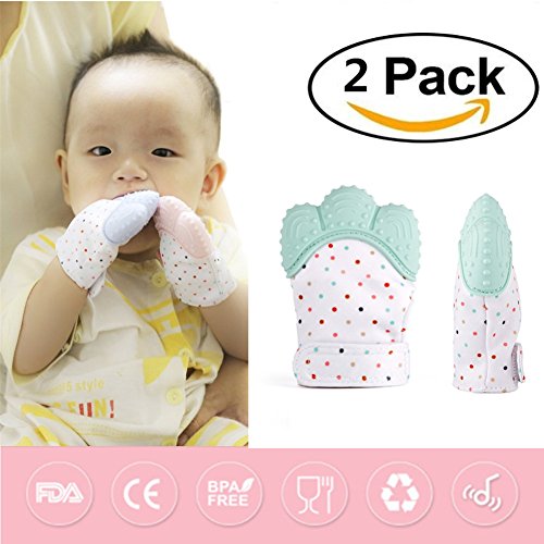 2 Pack Baby Teething Mitten by GbaoY, Babies SelfSoothing Pain Relief