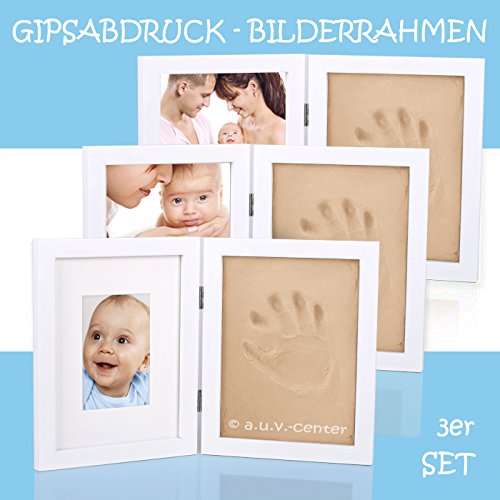 3 x Bilderrahmen Gipsabdruck Baby Hand Fuß Bauch Fotorahmen, Baby Abdruck UVP: 60€