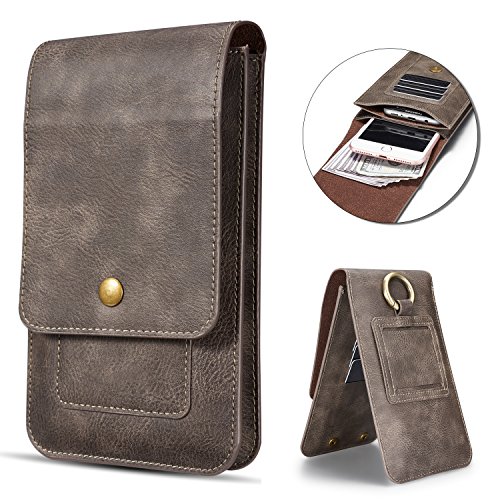 Vandot cassa del sacchetto della clip verticale Telefono custodia,Custodia a sacchetto per smartphone universale portafoglio verticale con attacco cintura moschettone,Full body Cover Skin Shell Per Iphone X/8/8plus/7/7plus/6/6s/6 plus/6s plus/5/5s/5C/5G/SE/Huawei mate 10/P9 lite/p8 lite/p10 lite/P8/P9/P10,Samsung Galaxy S9/S9 Plus/S8 Plus /S8/ /A3/A5/A7/J3/J5/J7 2017/Sony Xperia XZ/XA, HTC 10, LG K10 /K8 2017,porta carte di credito con Clip per cintura e supporto verticale,Grigio