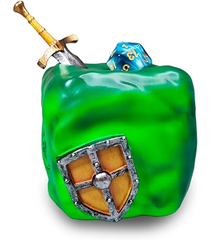 Power Beast Dungeon - Cube Gélatineux Savon 230g + 7 Dés D&D à L'Intérieur - Gel Douche RPG Avec Set Polyédrique