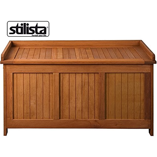 STILISTA® Gartenbank Gartenbox aus 100% FSC zertifiziertem Shorea-Hartholz, geölt, Liftautomatik, inkl. Kissen in Farbe natur, 113 x 52,5 x 60,5 cm, Auflagentruhe - 2