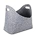 Produktbild Kaminholzkorb aus Filz Oval Kaminholz Kaminholztasche Brennholzkorb Filztasche Aufbewahrungskorb mit zwei Henkel Tragetasche Zeitungsständer Grau 40 x 40 x 25 cm