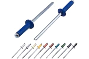 MARCOPOL (Pack of 80 pcs) Painted Blind Rivets 4.0 x 14 mm, Dome Head, DIN 7337, Aluminum Rivet and Steel Mandrel, Pop Rivets (80, Gentian Blue RAL 5010)