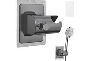 ABOHU Soporte para Alcachofa de Ducha, Soporte de Ducha para Baño sin Taladrar Fijación con Pegamento, ABS Soporte Ducha Ajustable 360°, Accesorios Ducha para Baño Doméstico, Gris
