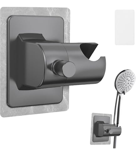 Support Réglable Pour Pommeau De Douche - Acier Inoxydable Noir, Avec Crochet