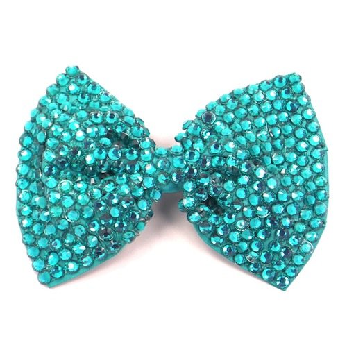 Bride Boutique Large Crystal Bow Diamante Encrusted Hair Clip Grip Fascinator Wedding Prom (Turquoise)