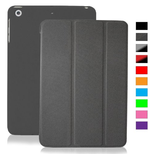 Khomo iPad Mini 1, 2, 3 Hülle Case Graues Gehäuse mit doppelten Schutz ultra dünn und leicht, Smart Cover - Italic Grey