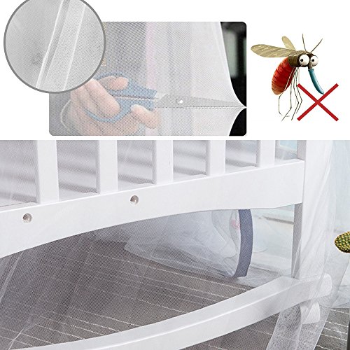 Moskitonetz, Vitutech Fliegennetz Mückennetz Insektennetz Spitze Betthimmel Rund Moskitonetz für Einzel oder – Doppelbetten Indoor or Outdoor – Travel Insekten Malaria Schutz Weiß - 3