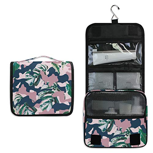Preisvergleich Produktbild DOSHINE Kulturbeutel, Military-Camouflage, Tropische Blätter, zum Aufhängen, große Aufbewahrung, Make-up-Tasche für Frauen, Mädchen, Reisen, Badezimmer