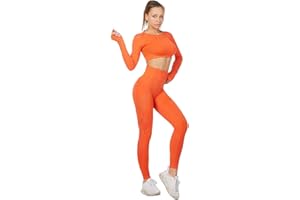 Jamron Donna Set di Abbigliamento Yoga Top Corto+Ghette 2PCS/3PCS Tuta Sportiva Palestra Fitness Activewear