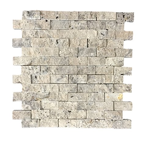 Preisvergleich Produktbild Naturstein-Mosaik / Mosaikfliese aus Naturstein als Wandstein / Steinwand / Verblendstein / Wandverkleidung für Bad, Küche, Diele oder Wohnzimmer aus echtem Stein / Rio Silver 011412 (silbergrau)