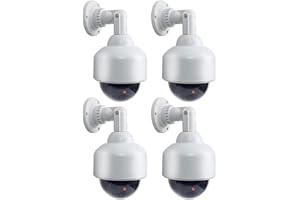 O&W SECURITY 4 telecamere finte Dummy professionali di sorveglianza Speed Dome, camere Dummy per esterni, con obiettivo, cavo e video di sorveglianza lampeggiante, per messa in sicurezza delle merci