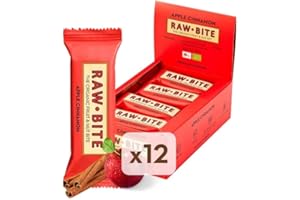 ‎RAWBITE RAWBITE APPLE CINNAMON in der 12er Box- Vegan, glutenfrei & ohne Zuckerzusatz (enthält von Natur aus Zucker) - Bio Frucht-Nuss-Riegel mit Apfel & Zimt (12 x 50 g)